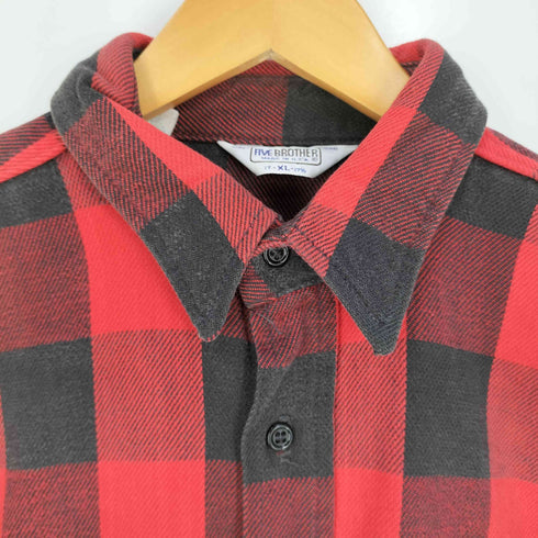 ファイブブラザー FIVE BROTHER 70S~80S USA製 ブロックチェック ヘビーネルシャツ メンズ import:XL